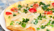 Omelette With Tomatoes, Parsley, Peas and Cheese